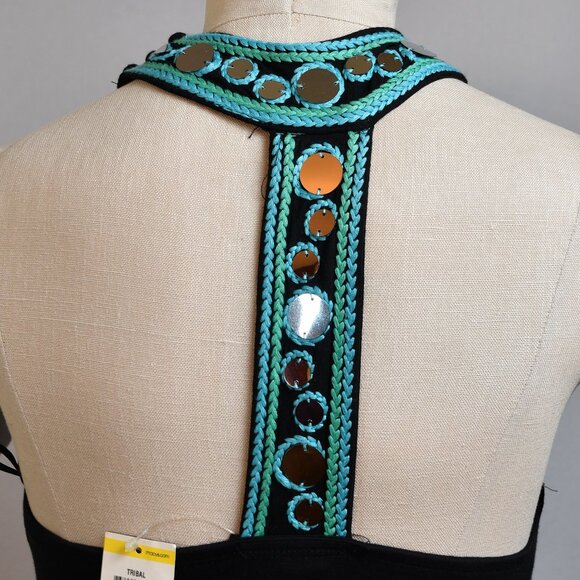 INC Interna- Tribal Deep Black Dress Mirrored Sequin Embellishment- NWT - Size M - Picture 5 of 8